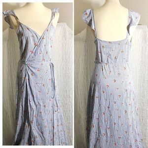 Closet G Cherry Print Dress Wrap Dress Size Medium